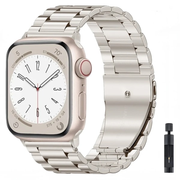 Metalliranska Apple Watch Ultra/2 49 mm, 9, 8, 7 45 mm, 41 mm: Korkealaatuinen ranneke iWatch 6, 5, 4, 3 SE 44 mm, 42 mm, 40 mm