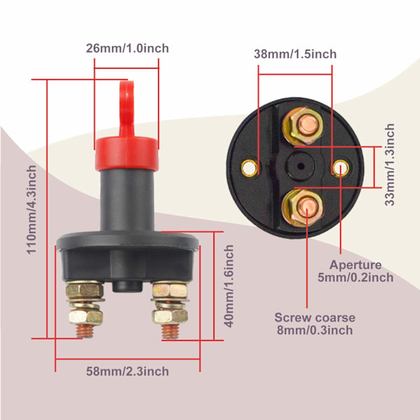 12V 300A Batteri Isolator Afbryder med Nøgle Batteri Afbryder til Tru