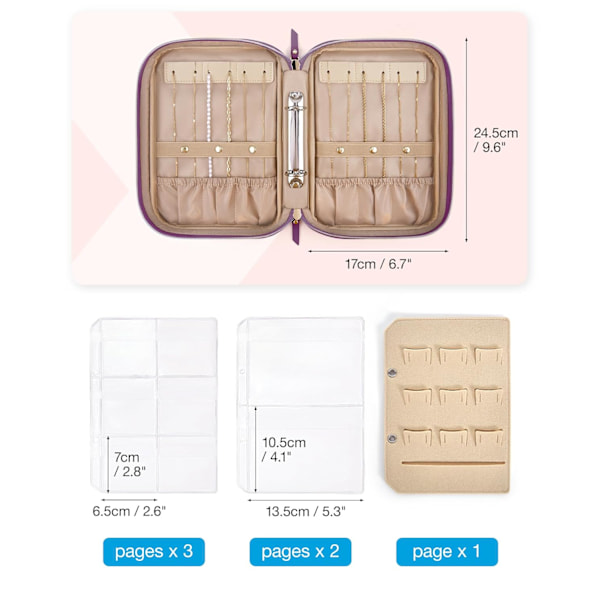 Organizer Väska Transparent Smycken Förvaring Bok Ringpärm Smycken Väskor Clear Booklet Dragkedja Väska För Halsband