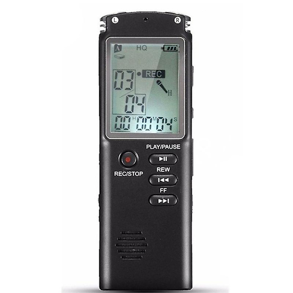 32GB bærbar genopladelig LCD digital lydoptager diktafon med MP3