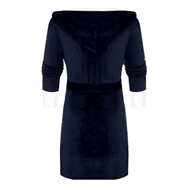 Dam Sherpa Fleece Morgonrock Mjuk Morgonrock Huva Fluffig Handduksplagg Badrock Navy