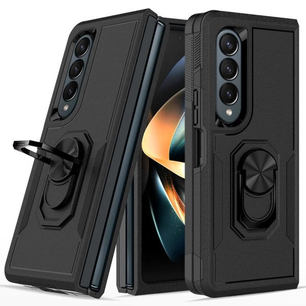 Samsung Galaxy Z Fold 4 5G -hybridikotelo sormenreiällä ja metallilla, musta