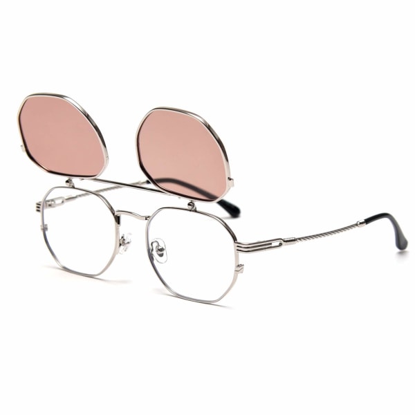 Retro Sunglasses for Women Men Steampunk Sunglasses Flip Up Sung