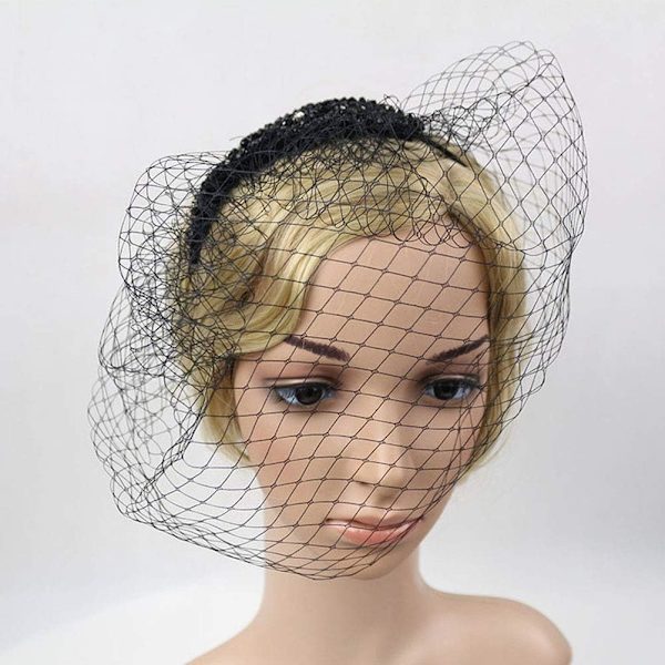 Vintage pannband med nätmask manuell diamant hårband huvudbonad