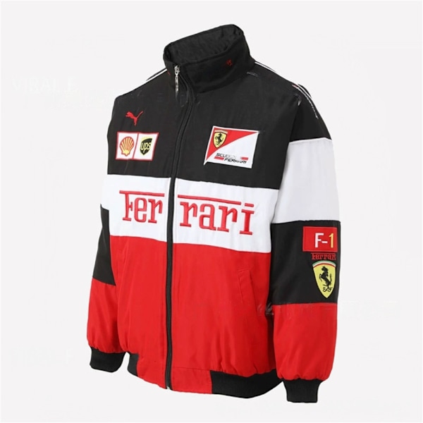 Unisex F1-tiimin kilpa-takki Ferrari Kappa vetoketjulla ja brodeerausilla Retro ulkovaatteet Valkoinen White S