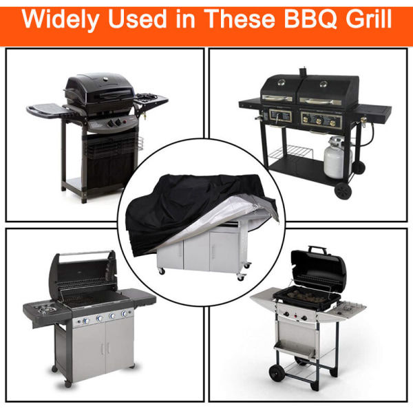 BBQ Grilldækken Vandtæt Støvtæt Overtræk til BBQ Grill - 210D Oxforddug 145x61x117cm Sort 1 stk-SS1-