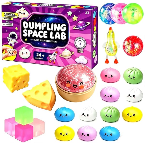 Julekalender 24 dages nedtælling, Squishy Fidget Legetøj Overraskelsesblindkasse til børn, Stresslindrende klemmelegetøj Julegave-FA-