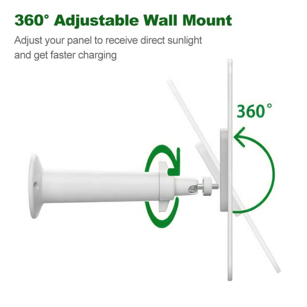 Solpaneler 4W til Eufy Eufycam 2/2 Pro/2C/2C Pro/E Vægbeslag med 9,8 fod power hvid 1stk