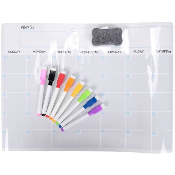A3 Magnetisk Whiteboard Kalender Torkbar Tavla Set Veckoplaner Whiteboard för Kylskåp Kök Hem 17X12 Tum