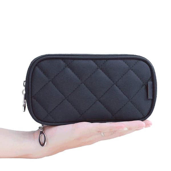 Makeuptaske med spejl 2-lags kosmetisk organisering, sort-FA-