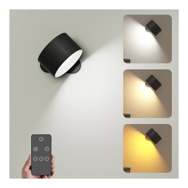 Indoor Wall Lamp, Dimmable Remote Control Wall Lamp, Touch Control, 3 Brightness Levels, 3 Color Temperatures, 360° Rotation-FA-