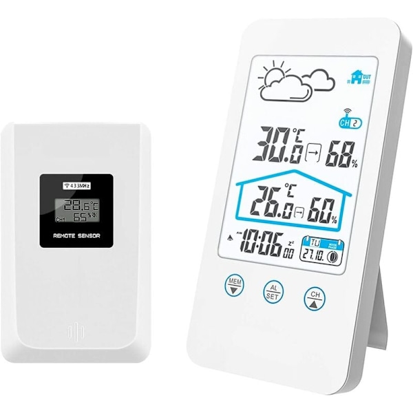Trådlös väderstation, trådlös inomhus digital termometer Hu