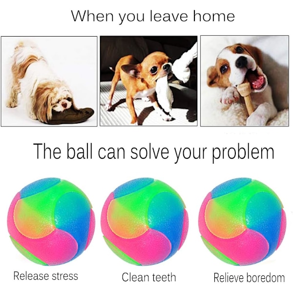 2 st Ljus Upp Hundbollar Blinkande Elastisk Boll Lys i Mörkret