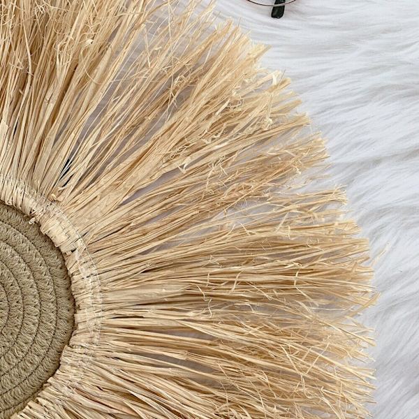 Vävda trådtecknade L-ion Tiger Macrame Tassel Huvud Vägg Hängande Dekor 19.6in Style 4