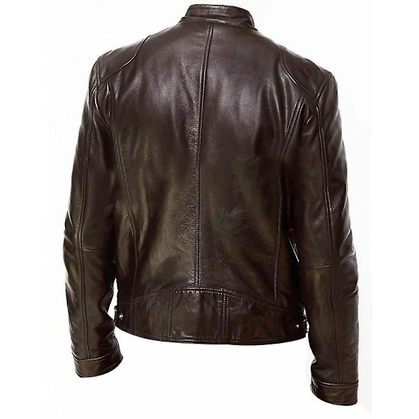 Herr Faux Läderjacka, Vindtät Motorcykel Bomberjacka Brun Brown 3XL