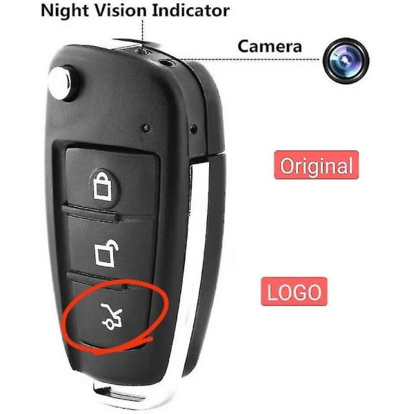Kannettava auton avaimen kamera yö- ja DVR-toiminnolla HD 1080p sisäänrakennettu ladattava akku Mini-avainperäkamera