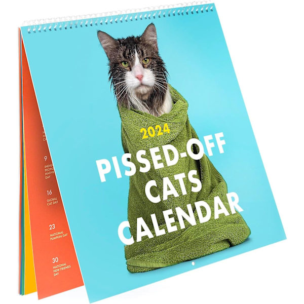 2024 Kalender, 2024 Pissed-off Cats Väggkalender, 2024 Roliga Katter Hängande Månatliga Väggkalendrar, Sassy Julklapp till Kattälskare 3pcs A