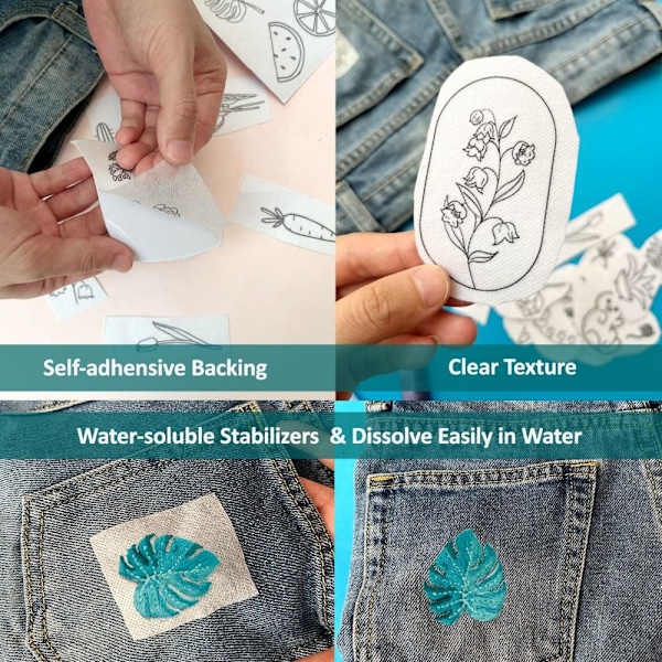 2 stk Broderipapir Handsømmet Stabilisatorer E E E E