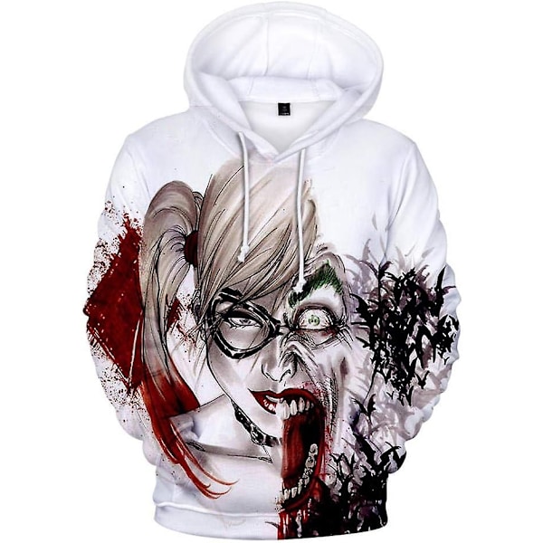 3D-Printede Joker og Harley Quinn Hoodies Klassiske Jared Leto og Margot Robbie Herr/Dame Hoodie Sweatshirt Hip Hop Drenge-b88-WELLNGS S