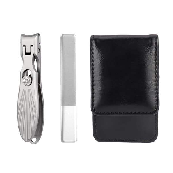 Two-piece stainless steel nail clipper set with leather case{YDE}-FA-