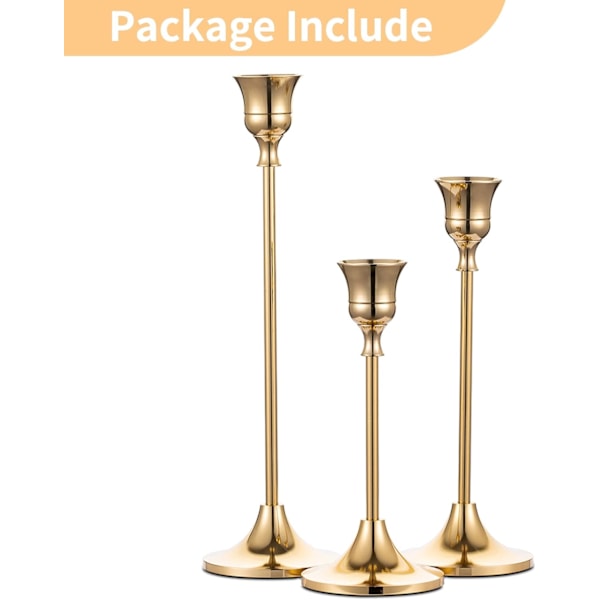 3-delte messing lysestager, lysestager, vintage og moderne