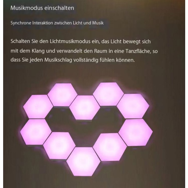 Heksagon LED-panel - 6 stk. RGB Smart LED-panellys