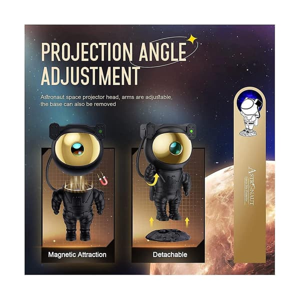 Galaxy Stjerneprojektor Nattlys - Astronaut Romlampe med Timer og Fjernkontroll-FA-