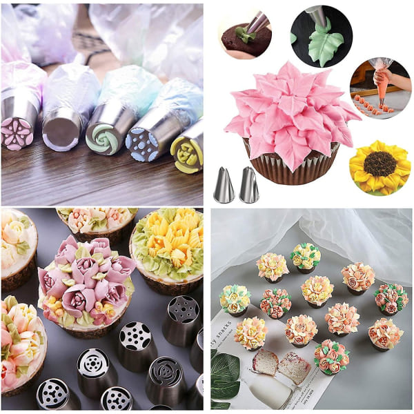 27-delt russisk Piping Tips Set Kakedekorasjonstilbehør Kit Sprøyteposer