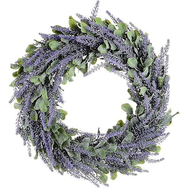Rund dørkrans lavendel - kunstig krans til hjemmet, yderdørs dekoration