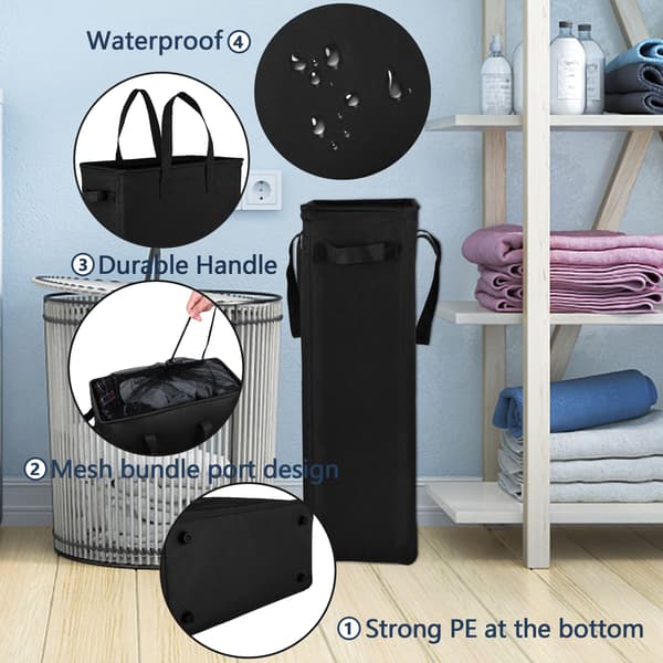 2-pack Slim Laundry Basket, Foldable Laundry Hamper, Thin Dirty Clothes Storage, Slim Foldable Laundry Bag, Space-Saving Basket-FA- Black