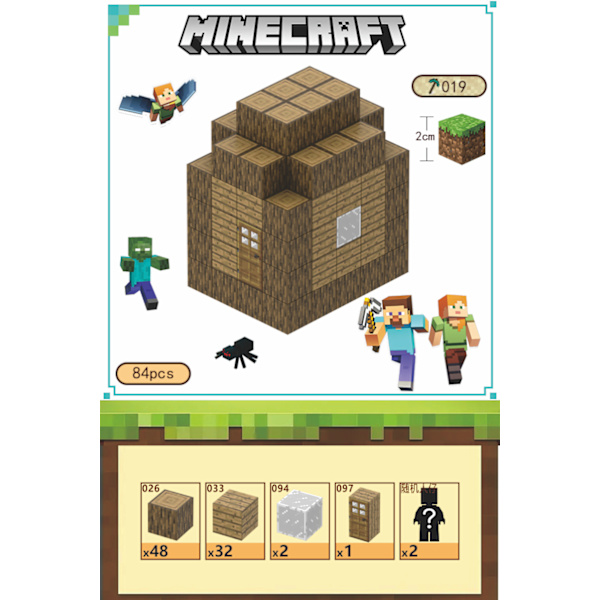 Minecraft Rakennuspalikat 84 Kuusipuolisella Magneettisella Kuutiolla (Mökki 2) Cabin 2