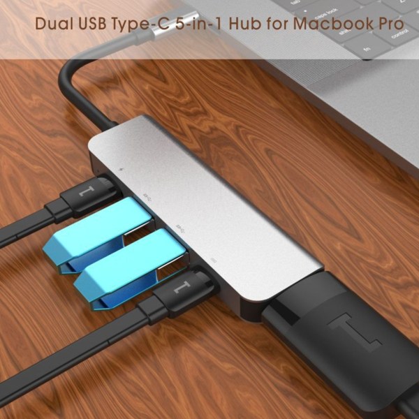 USB-C-keskitinsovitin HDMI-yhteensopivaan 4K30HZ:iin, kaksois-USB TypeC -jakaja, tukee PD60W -telakkaa kannettavalle puhelimelle PC:lle