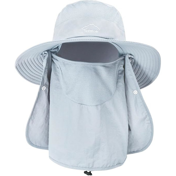 Dam utomhushatt Camping Fiske Cykling Solskydd Hatt Mössa med Avtagbar Flik Nackskydd Anti-UV Grey