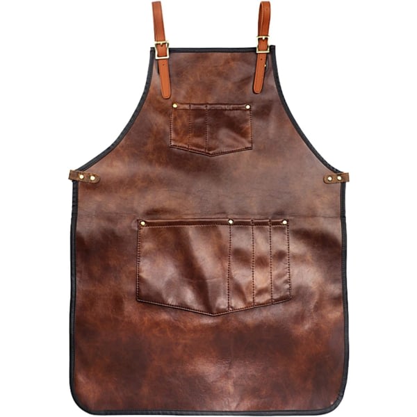 Kokkeforkle for menn Kvinner Vanntett skinnforkle med lommer Kryssbånd for matlaging BBQ Matlaging Frisør Barista Forkle Work Manue (Stil 1)