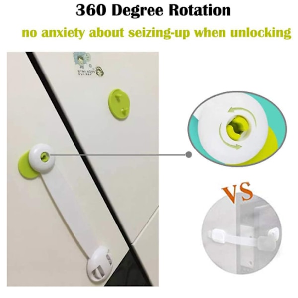 11psc Lådsäkerhetsspärr Barnsäkerhetsskåpslås Stick On För Kök Självhäftande green