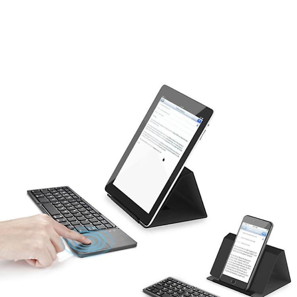 Vikbart trådlöst tangentbord, bärbart mini Bluetooth tangentbord för bärbar dator, surfplatta, smartphone Black
