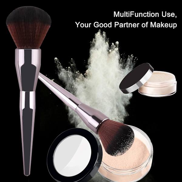 rouge børste, Stor pudderbørste Flad buet Premium Holdbar makeupbørste Perfekt til fejlfri pudder pudderbørste 2 stk black gold black