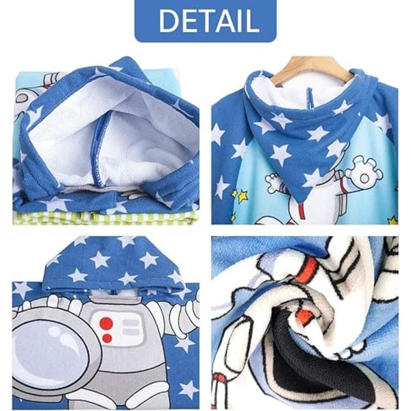 Barn Poncho Huva Strandhandduk Badrock Bad Dusch Simbassäng för Flickor Pojkar Barn Barn Toddler 2-8 år
