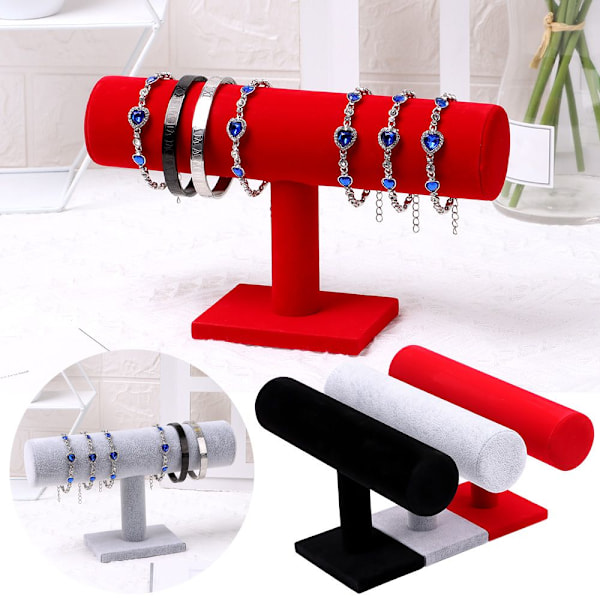 Velvet T-bar Stativ Opbevaringsstativ RØD red