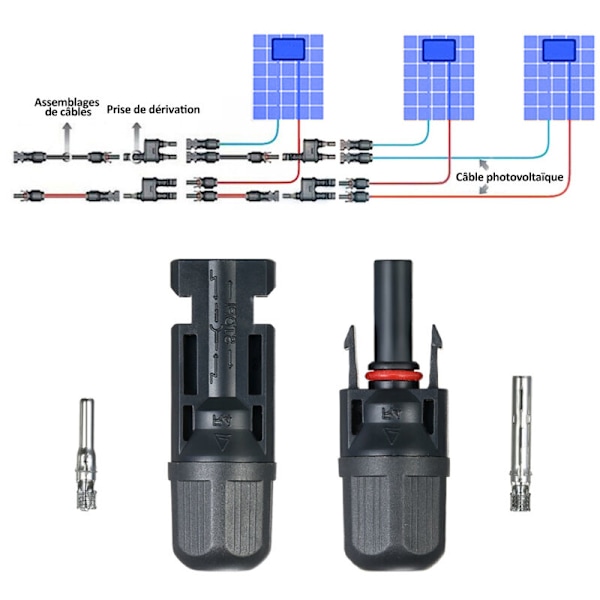 10par/20par hane/hona solpanel kabelkontakt, 10par