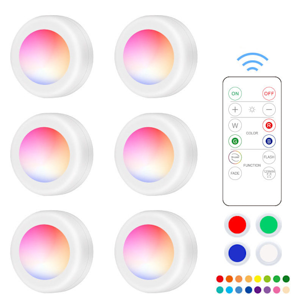 16-färgad LED touch nattlampa, RGB fjärrkontroll skåpslampa