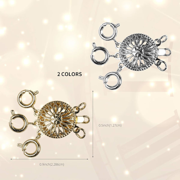 2-pack skiktade halsband distanslås, 3-strängade flerskiktade halsband separatorer (guld & silver)