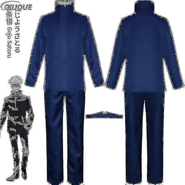 2023 - Anime Jujutsu Kaisen Gojo Satoru Cosplay Kostym Toppar Byxor Ögonlapp Halloween Fest Herr Uniform Peruker - Blå Paket 1 XL Blue Package 1