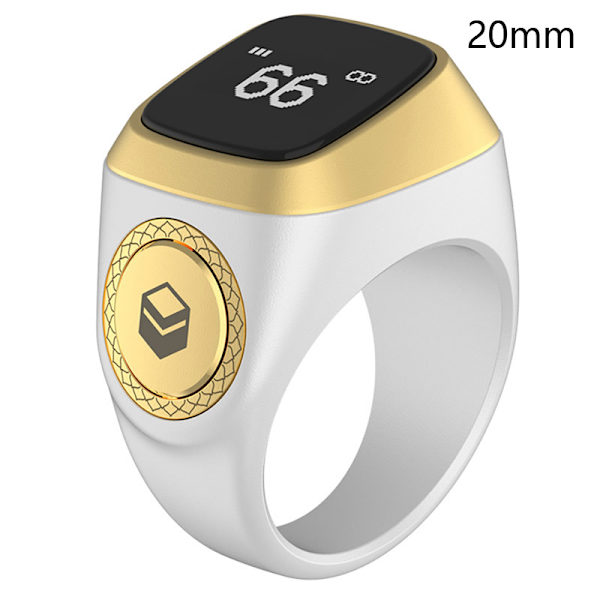 Smart Tasbih Tellering Ring for muslimer Zikr Digital Tasbee White