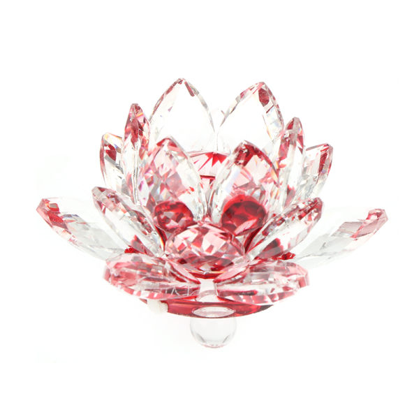 60 mm kvarts kristall lotus blomma hantverk glas figurer gåva Red