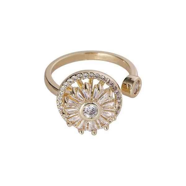 Angstring Kvinder med Kubisk Zirkonia Blomst Roterbar Justerbar Meditation Stress Relief Ring guld