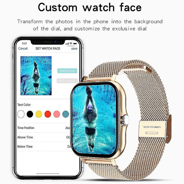Smartklocka Herr Dam Smartwatch För Android Telefoner Iphone Pulsmätare Fitness Tracker Gold