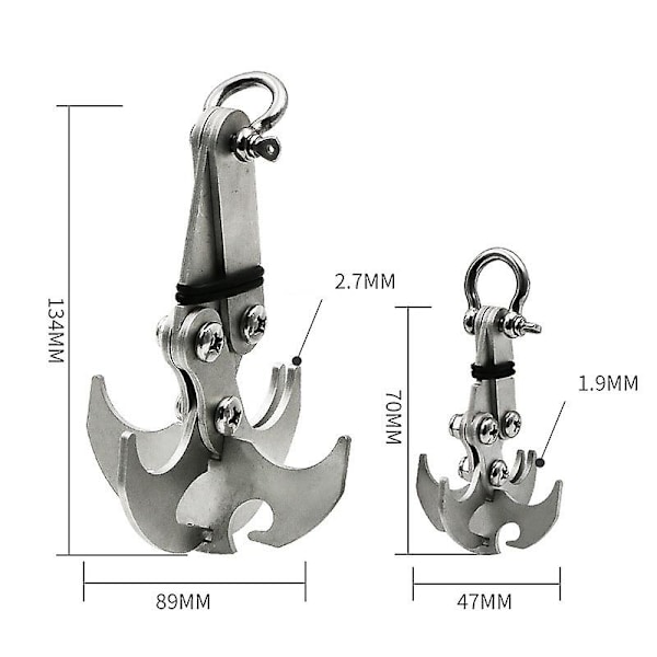 HHL 2 st Grapple Hook Multifunktionell Klo av Rostfritt Stål för Utomhusklättring Multifunktionell Gravitationskrok Grapple Gravity Climbing Rope Hook