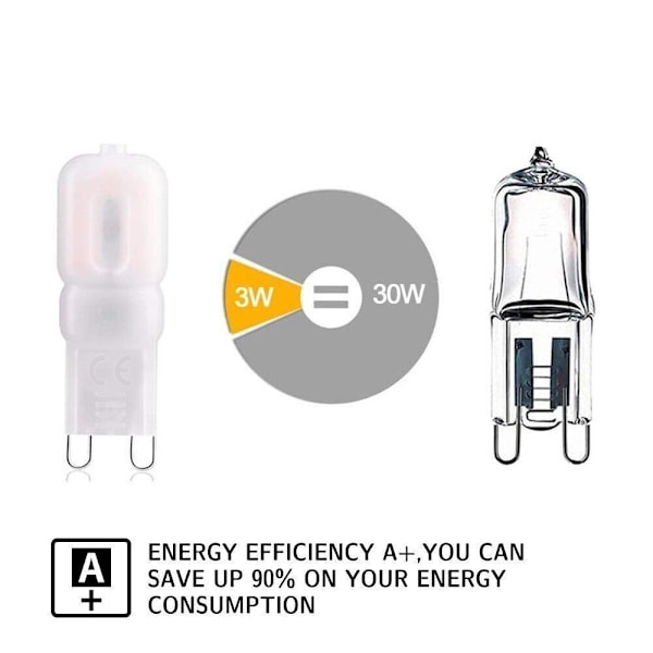 10X G9 LED-lampa Dimbar glödlampa 3W COOL LIGHT COOL LIGHT 3W cool light 3Wcool light
