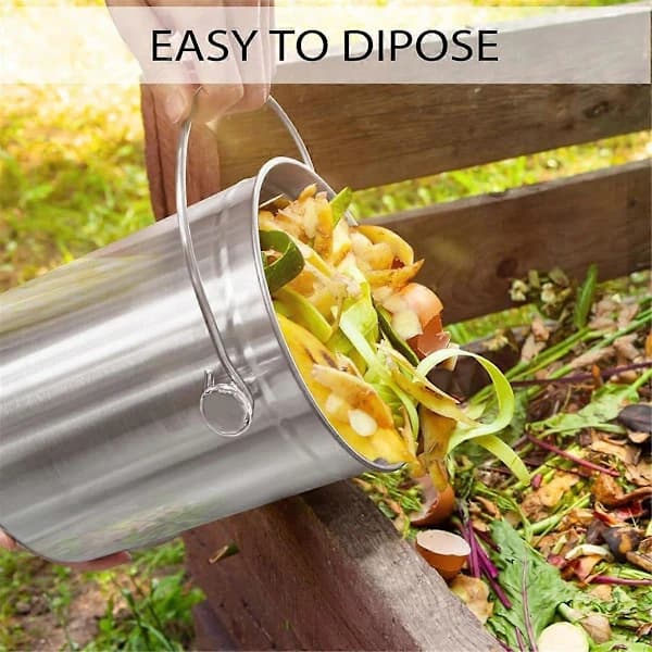 Compost Bin for Kitchen Countertop, 5 Liter Stainless Steel Indoor Compost Container with Lid, Odorless Food Waste Bin-FA-
